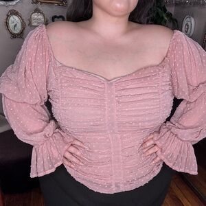 Elegant Pink Ruched Women's Top